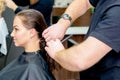 Woman receiving haircut by hairdresser Royalty Free Stock Photo