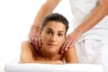 Woman receiving massage relax treatment portrait Royalty Free Stock Photo