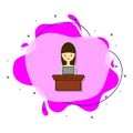Woman reception, beauty girl color liquid bacdge icon. Simple color vector of 8 march icons for ui and ux, website or mobile