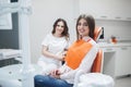 Woman at the reception of a dentist in a dental clinic.