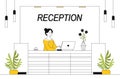 Woman at reception vector line concept Royalty Free Stock Photo