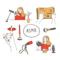 Woman recording ASMR sounds