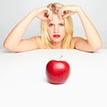 Woman and red apple Royalty Free Stock Photo