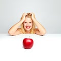 Woman and red apple Royalty Free Stock Photo