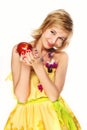 Woman with red apple. Royalty Free Stock Photo
