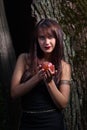 Woman with red apple Royalty Free Stock Photo