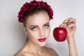 Woman red apple Royalty Free Stock Photo