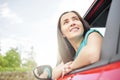 Woman in red car. Royalty Free Stock Photo