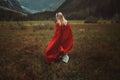 Woman with red cloak Royalty Free Stock Photo
