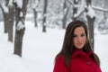Woman in red coat portrait Royalty Free Stock Photo