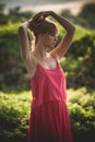 Woman in red dress Royalty Free Stock Photo