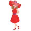 Woman in the red dress. Vector Illustration