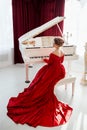 Woman in a red evening dress Royalty Free Stock Photo