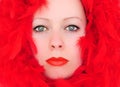 Woman with red feathers Royalty Free Stock Photo