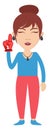 Woman with red glove, illustration, vector