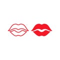 Woman red hot kiss lipstick. Vector logo icon template Royalty Free Stock Photo
