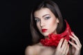 Woman with red lips Royalty Free Stock Photo