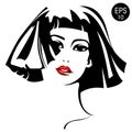 Woman with red lips. Vector fashion portrait Royalty Free Stock Photo