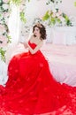 Woman in red long dress Royalty Free Stock Photo