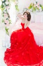 Woman in red long dress Royalty Free Stock Photo