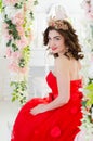 Woman in red long dress Royalty Free Stock Photo