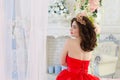 Woman in red long dress Royalty Free Stock Photo