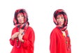 Woman in red scaf on white Royalty Free Stock Photo