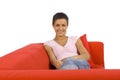 Woman on the red sofa