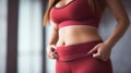 A woman in a red sports bra top, AI Royalty Free Stock Photo