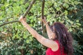 Woman in red swinging Royalty Free Stock Photo