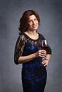 Woman with red wine Royalty Free Stock Photo