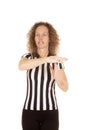 Woman referee technical serious