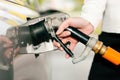 Woman refueling car with LPG gas Royalty Free Stock Photo