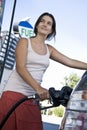 Woman Refueling Car At Natural Gas Station Royalty Free Stock Photo