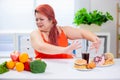 Woman refuse junk food