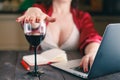 Woman refused a glass of wine Royalty Free Stock Photo
