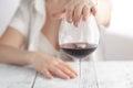 Woman refused a glass of wine Royalty Free Stock Photo