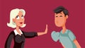 Woman Rejecting a Kiss from Infatuated Lover Vector Cartoon