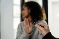 Woman rejecting a marriage proposal Royalty Free Stock Photo