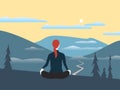 Woman relax in high mountains flat color vector