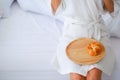 woman relax time on the bed in morning Royalty Free Stock Photo