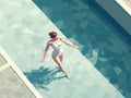 swim woman summertime pool illustration girl person summer young water holiday. Generative AI.