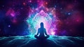 A woman relaxation meditate in meditation music generative AI