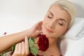 Woman relaxing in bathroom Royalty Free Stock Photo