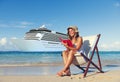 Woman relaxing beach Reading Book Concept Royalty Free Stock Photo