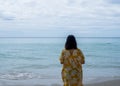 Woman is relaxing on beautiful island, koh kood island, Trat Thailand Royalty Free Stock Photo