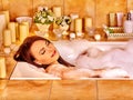 Woman relaxing at bubble bath Royalty Free Stock Photo