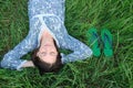 Woman relaxing on grass Royalty Free Stock Photo