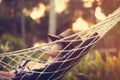 Woman relaxing in a hammock Royalty Free Stock Photo