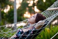 Woman relaxing in a hammock Royalty Free Stock Photo